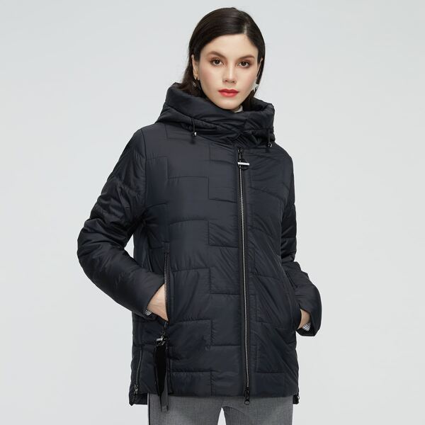 

Padded Zip Up Hooded Winter Coat, Black