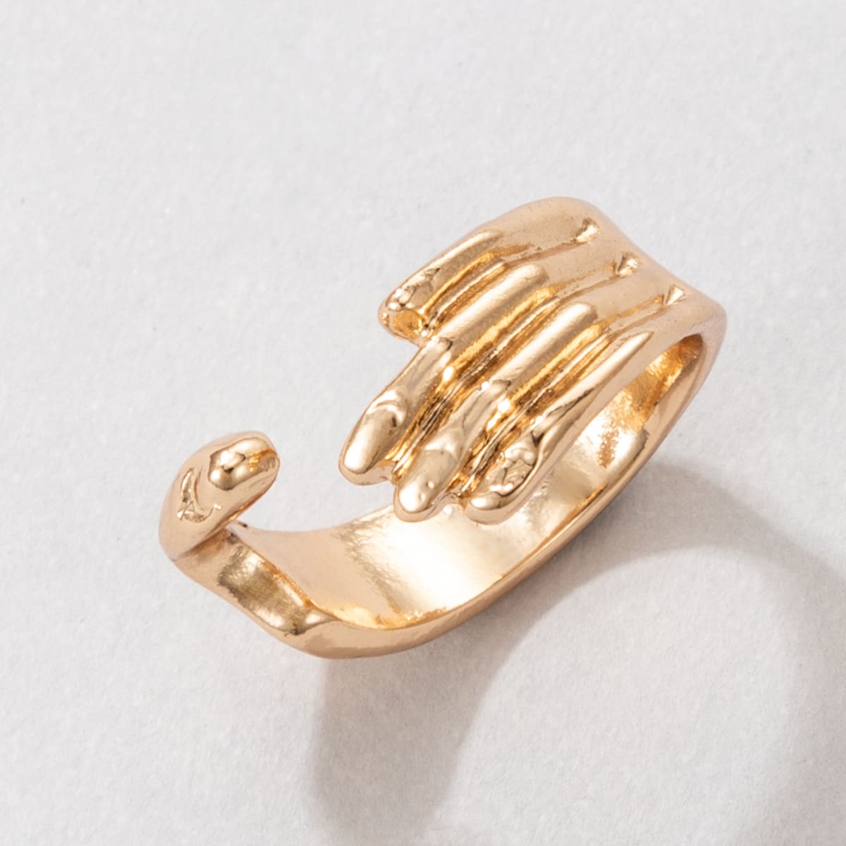 

1pc Hand Design Cuff Ring, Gold