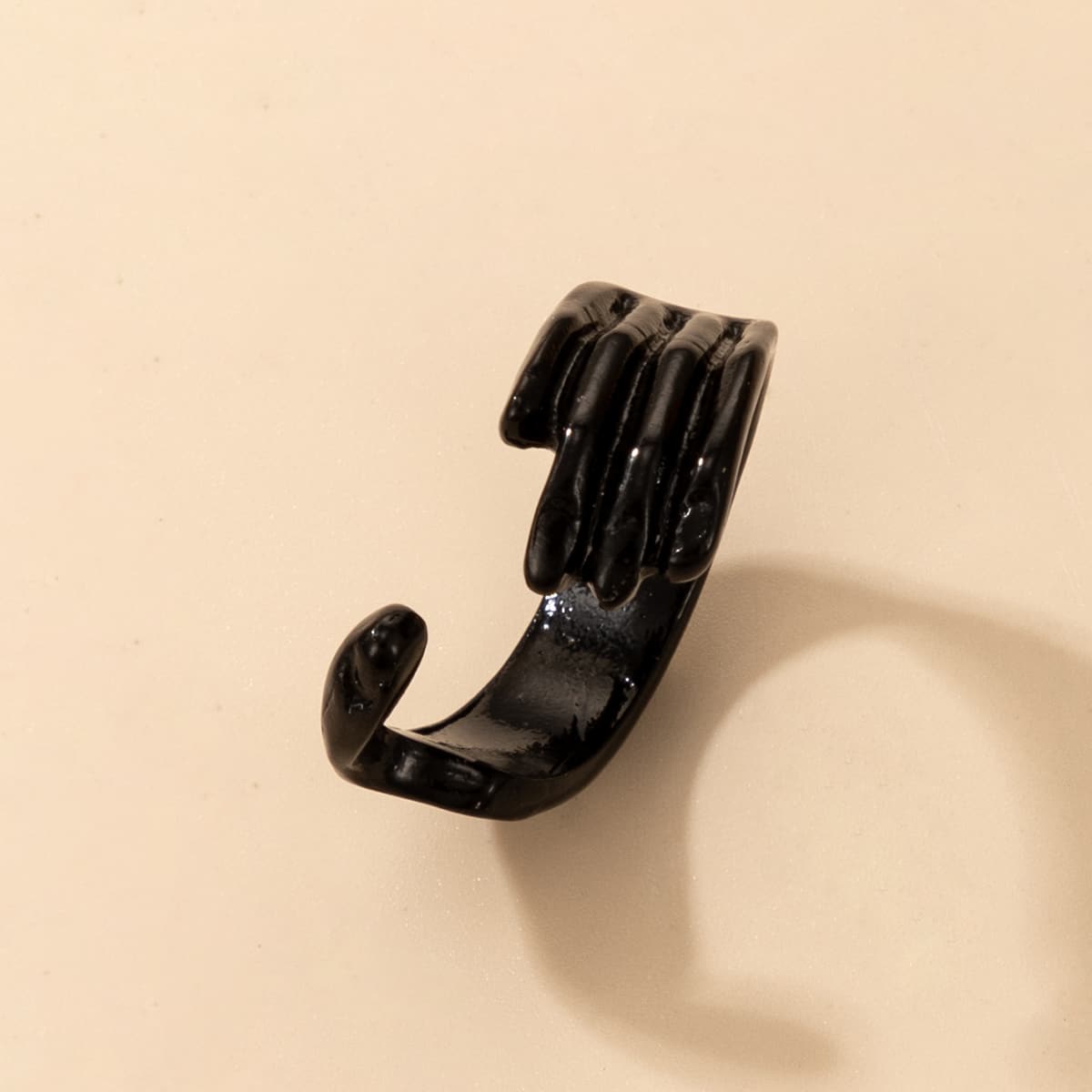 

1pc Hand Design Cuff Ring, Black