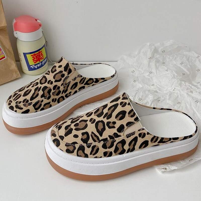 

Leopard Pattern Slip On Sneakers, Multicolor