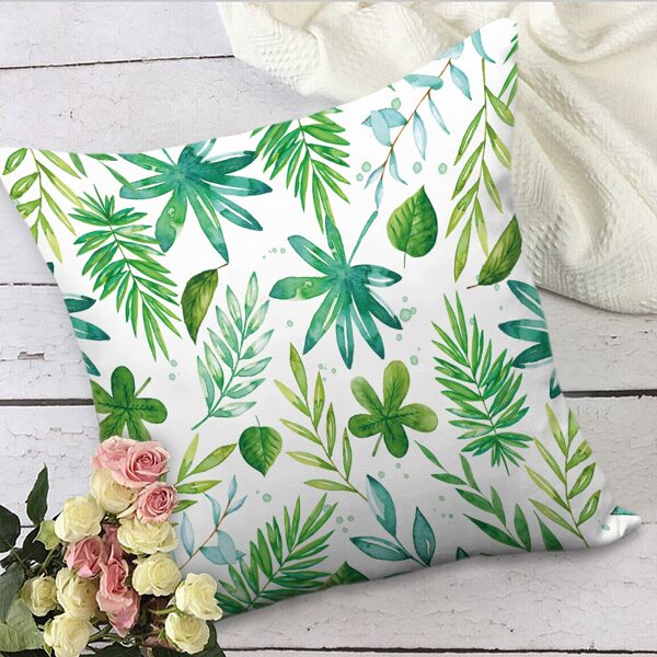 

Leaf Print Cushion Cover Without Filler, Multicolor