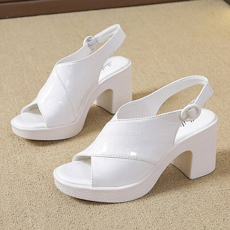 

Croc Embossed Slingback Sandals, White