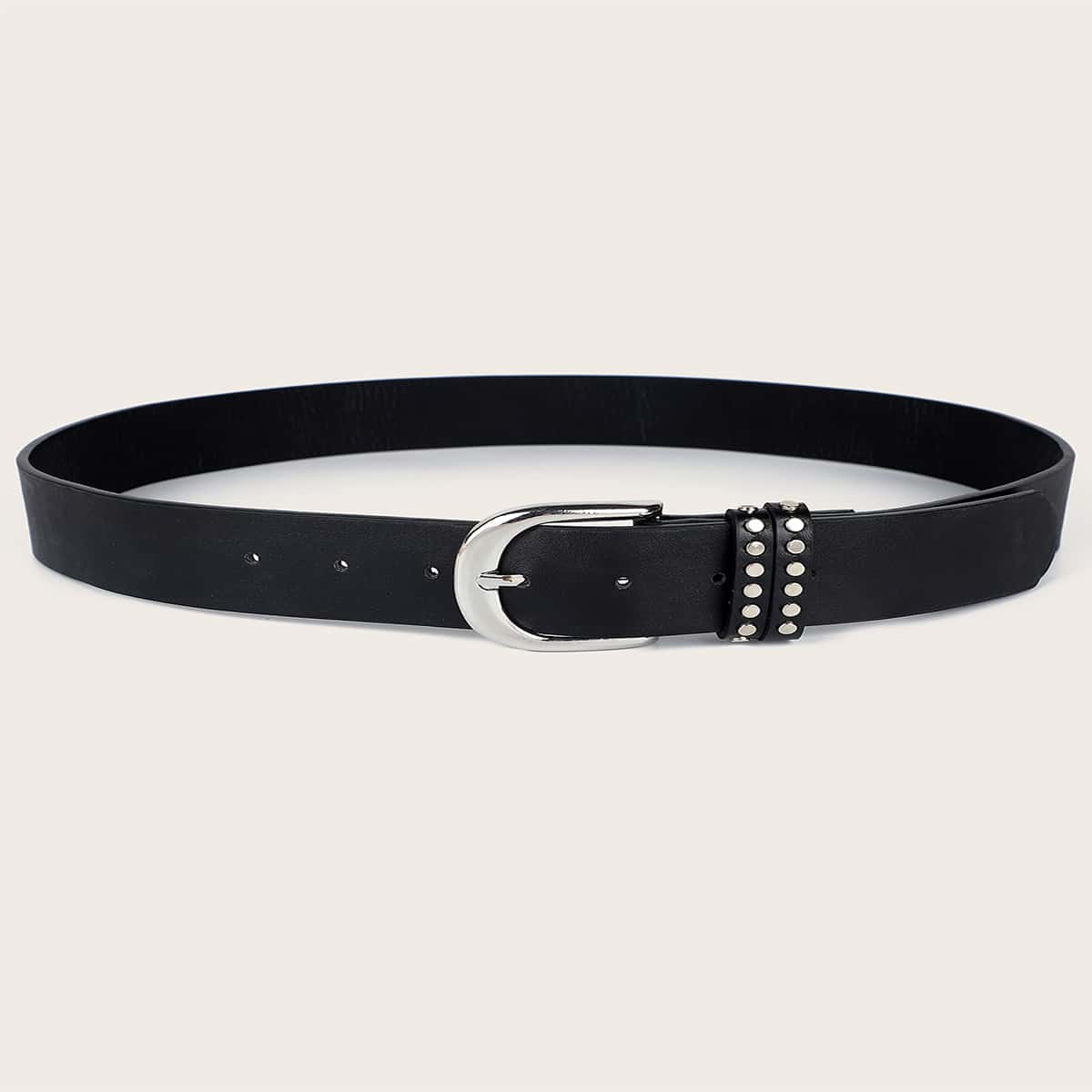 

Studded Decor Buckle Belt, Black