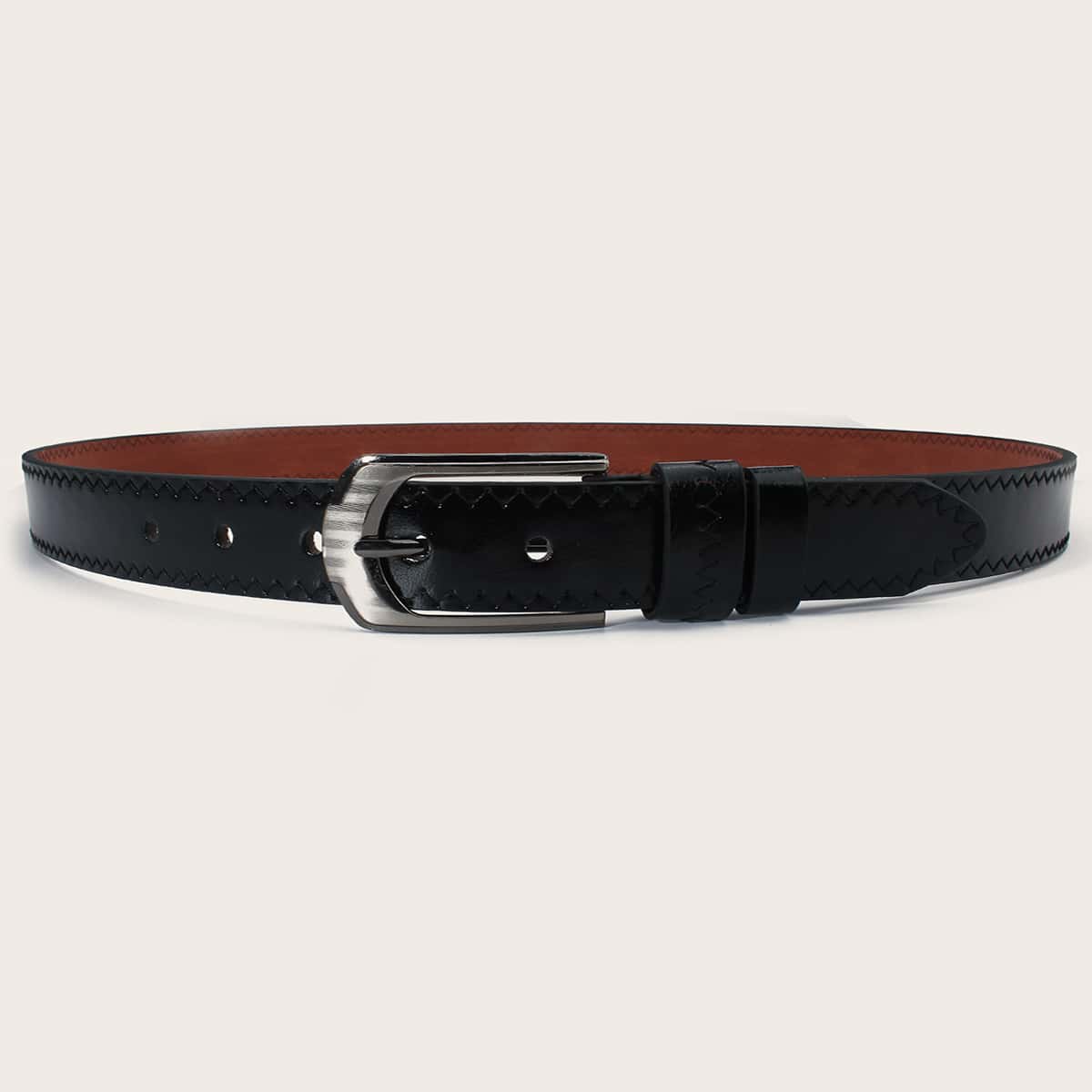 

Quilted Decor Buckle Belt, Black