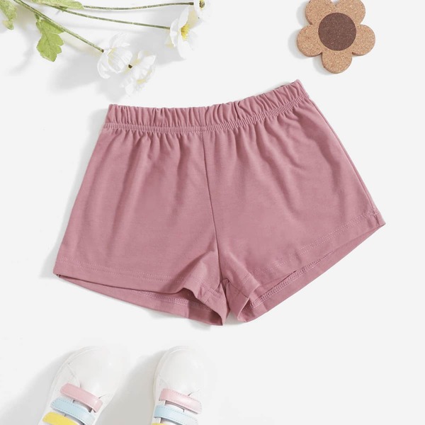 

Girls Solid Elastic Waist Track Shorts, Dusty pink