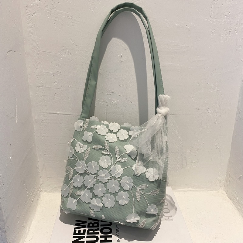 

Floral Pattern Shoulder Bag, Green