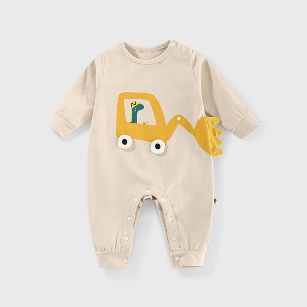

Baby Boy Cartoon Graphic Jumpsuit, Apricot
