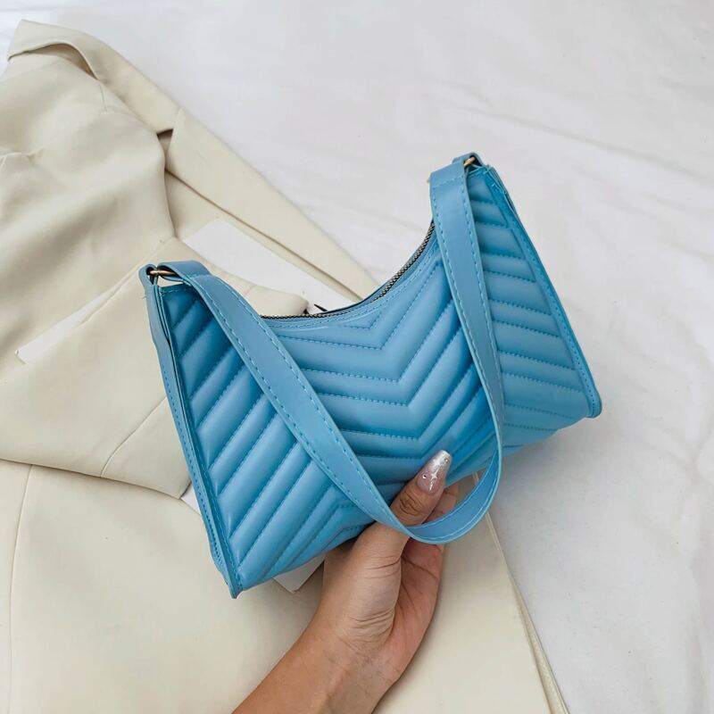 

Chevron Pattern Shoulder Bag, Blue