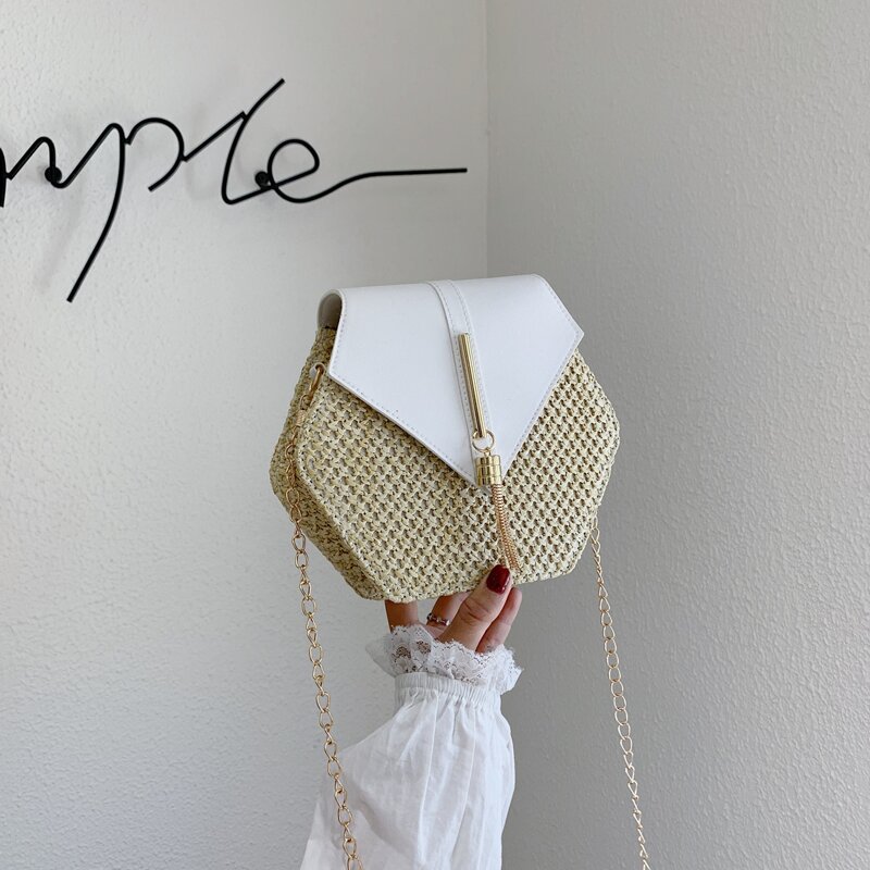 

Straw Crossbody Bag, White