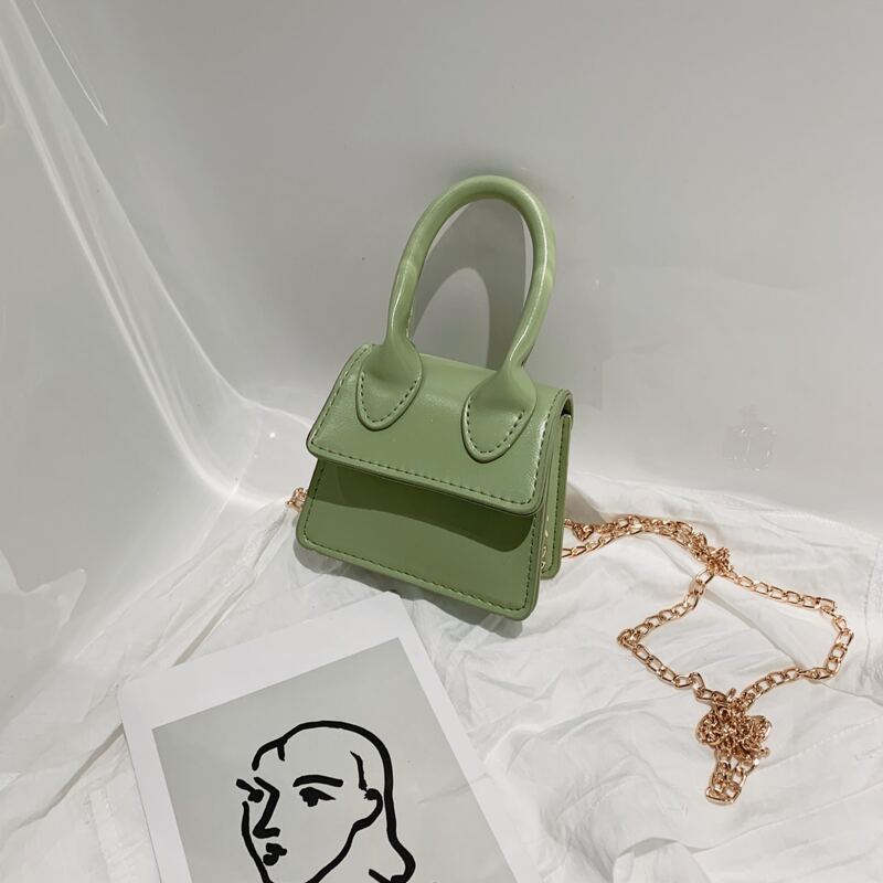 

Minimalist Chain Satchel Bag, Green