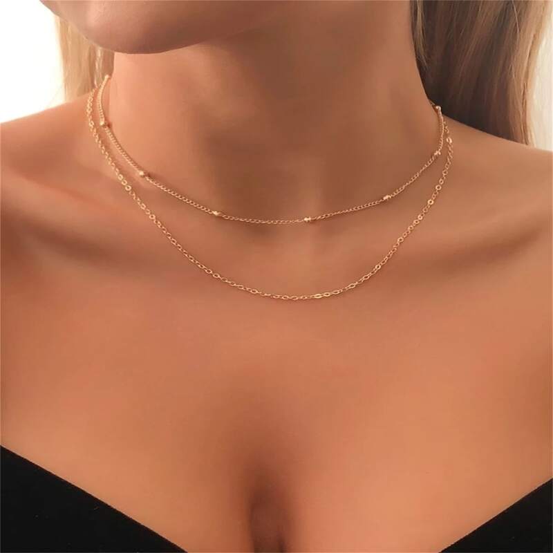 

Minimalist Layered Necklace, Gold