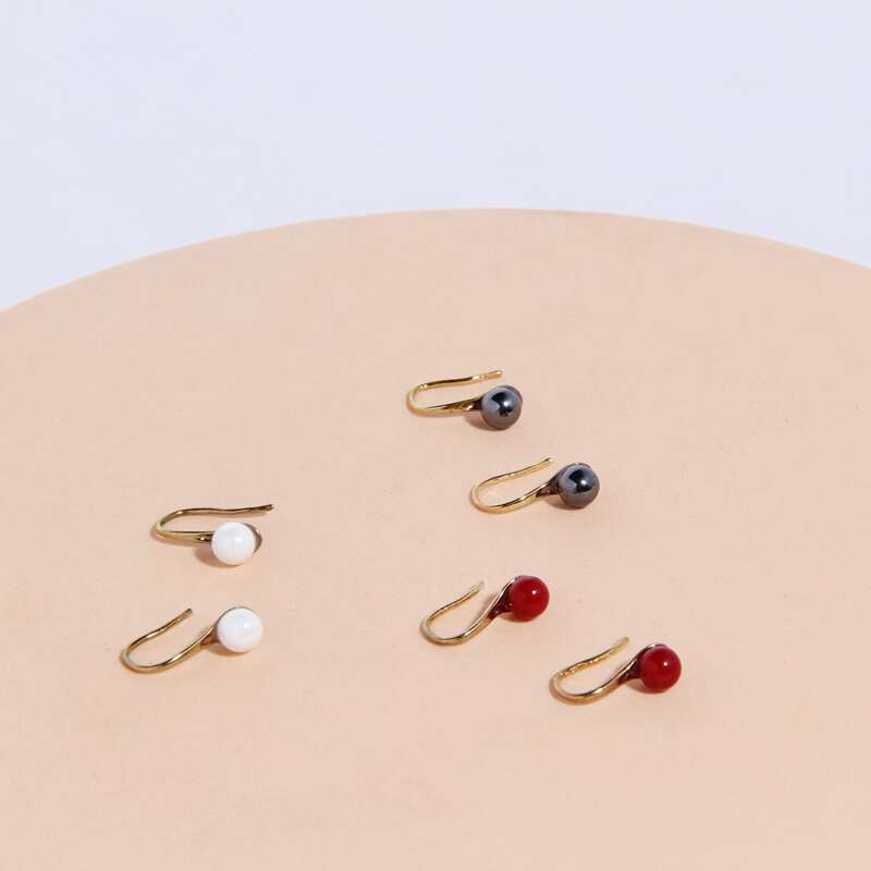 

3pairs Minimalist Drop Earrings, Multicolor