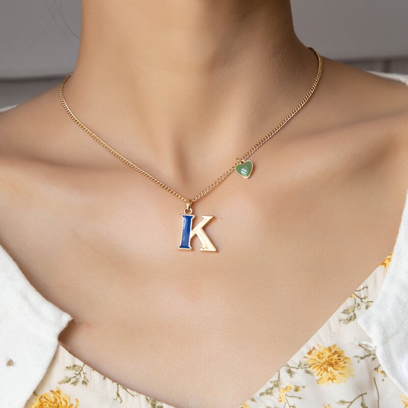

Heart & Letter Decor Necklace, Gold