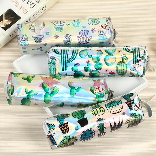 

1pc Cactus Print Random Pencil Case, Multicolor
