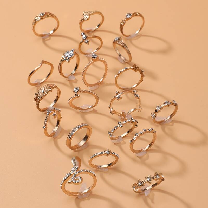 

20pcs Rhinestone Decor Ring, Gold