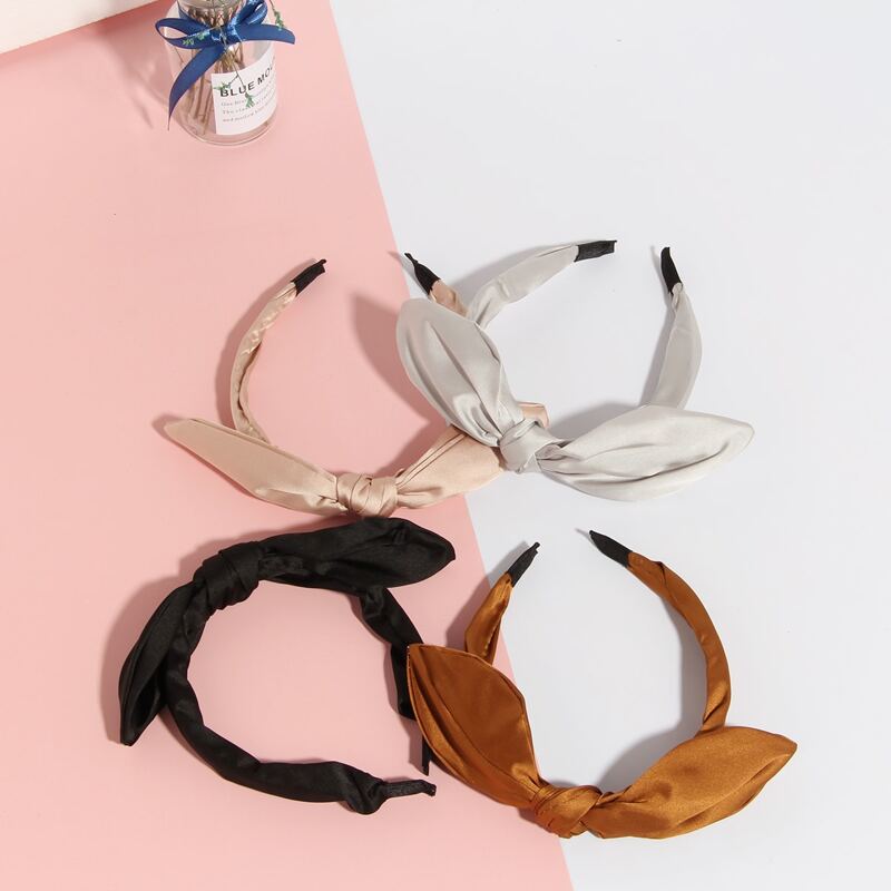 

4pcs Solid Bow Decor Headband, Multicolor