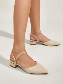 秋冬女士简约尖头露跟平底鞋，时尚户外平底鞋