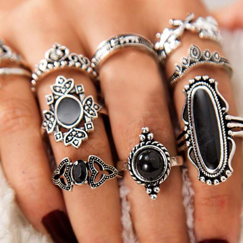

11pcs Rhinestone Ring, Silver