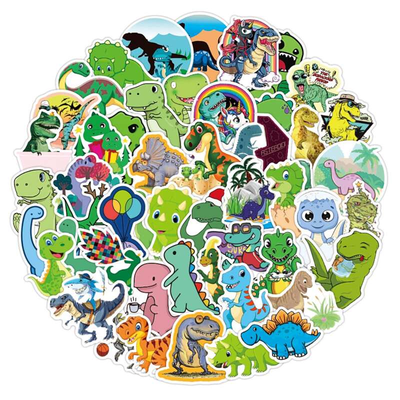 

50pcs Cartoon Dinosaur Print Sticker, Multicolor