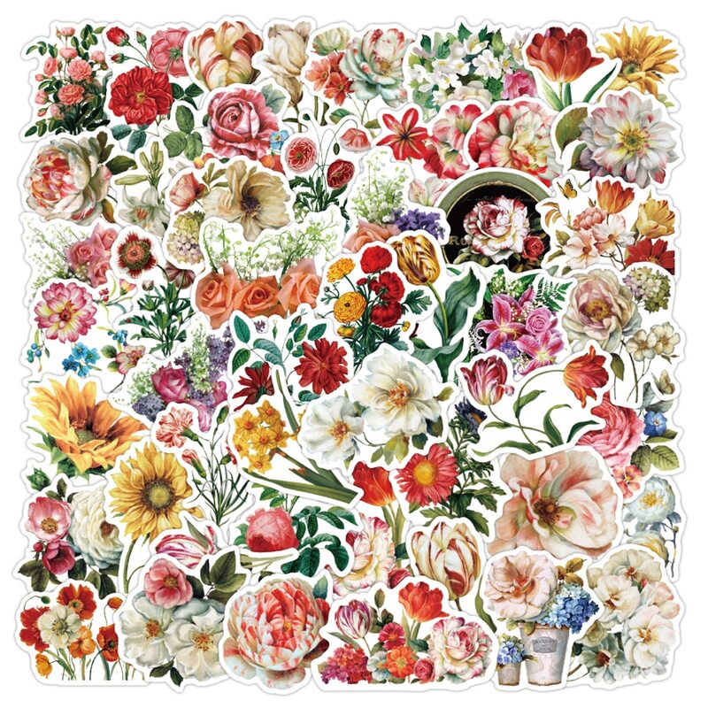 

50pcs Floral Pattern Sticker, Multicolor