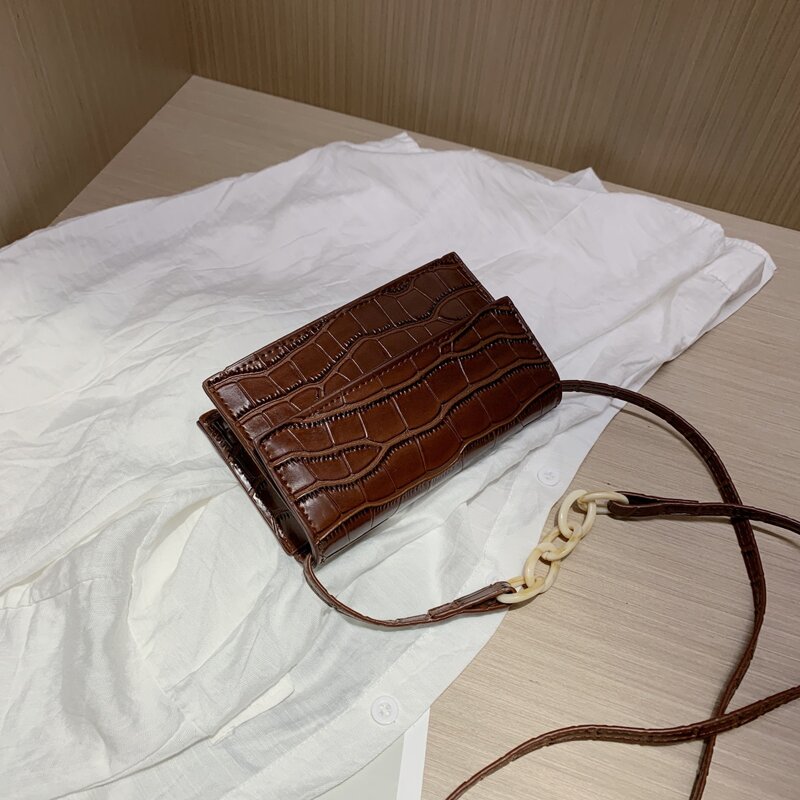 

Croc Embossed Crossbody Bag, Coffee brown