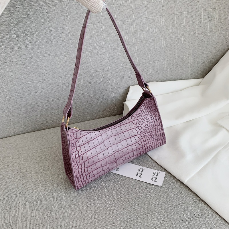 

Croc Embossed Baguette Bag, Purple