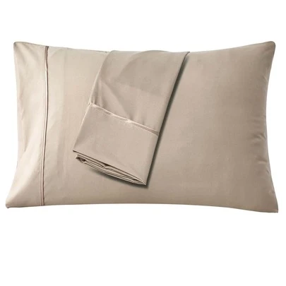 2pcs Khaki Brushed Pillowcases, Solid Color Polyester Piping Pillow Covers, Suitable For All Seasons