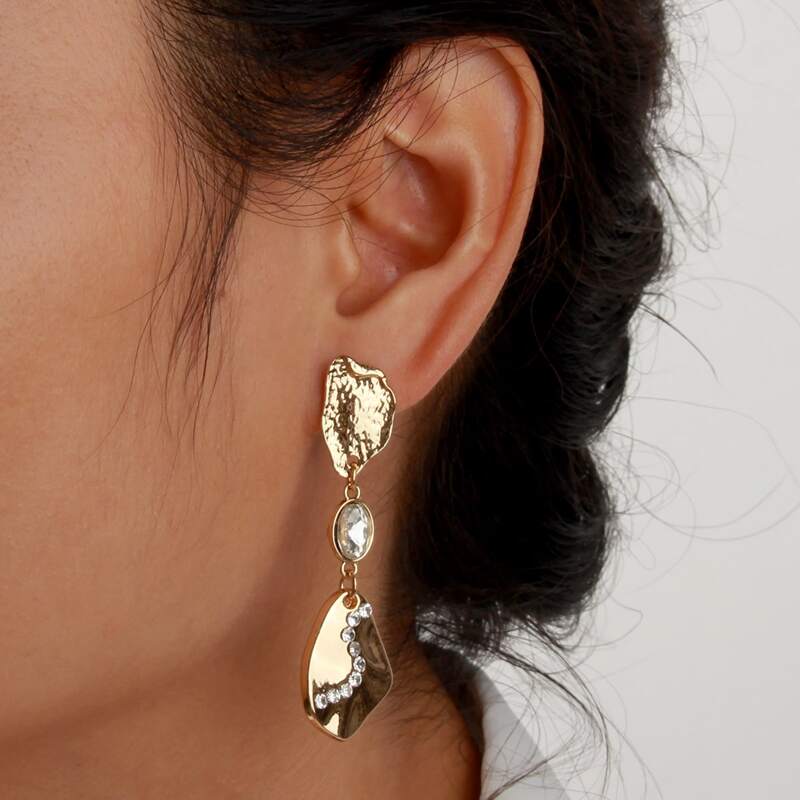 

Rhinestone Drop Earrings, Gold