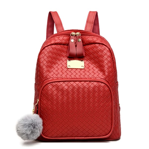 

Minimalist Braided Detail Backpack, Red