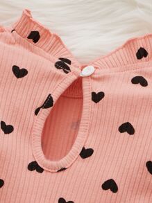 嬰兒假兩件愛心圖案荷葉邊前蝴蝶結洋裝 - 彩色 - 查看 5