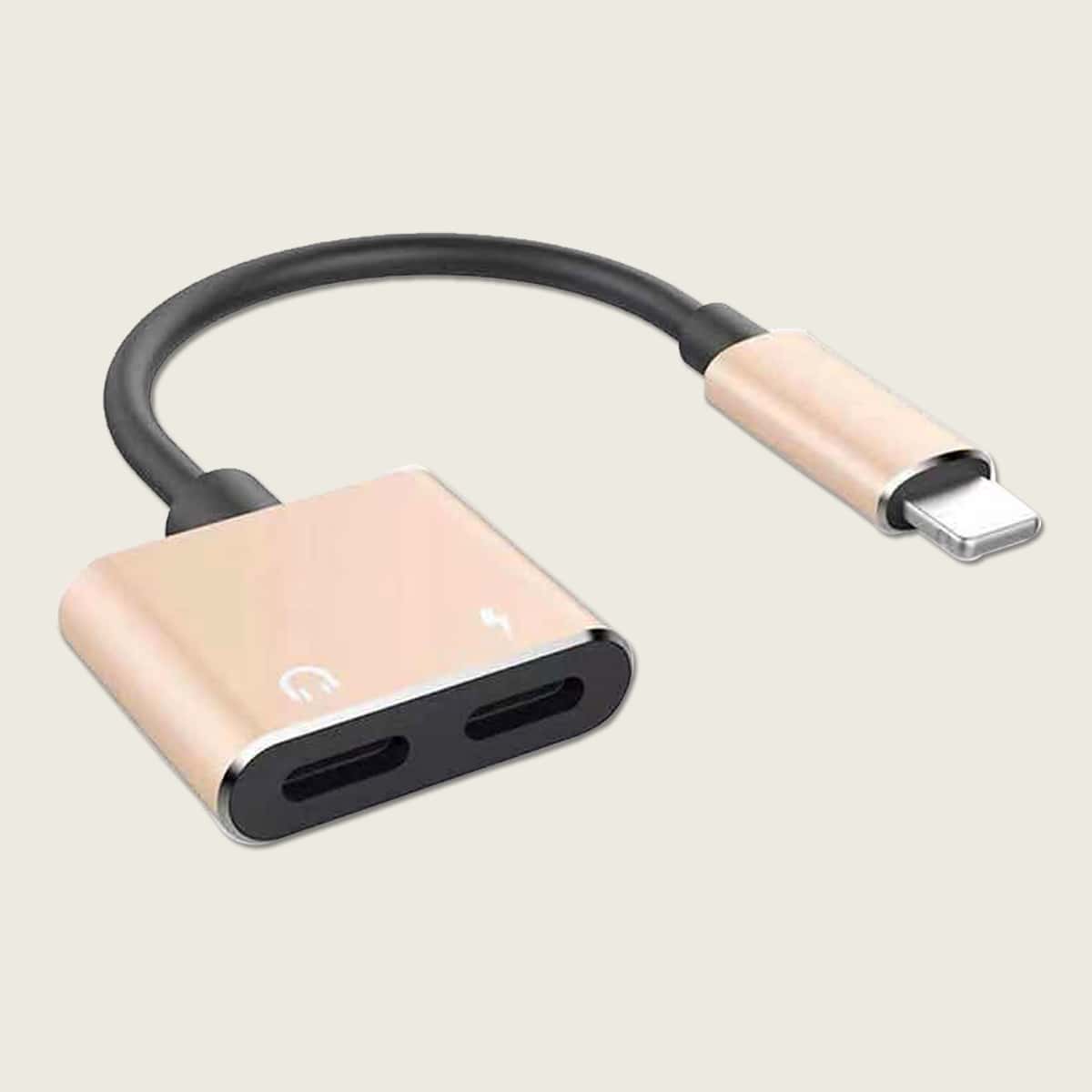 

2 In 1 Lightning Charger Cable Adapter, Gold