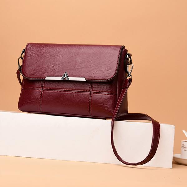 

Metal Edge Flap Crossbody Bag, Burgundy