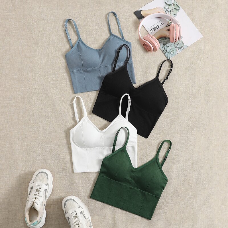 

4pcs Medium Support Sports Bra, Multicolor