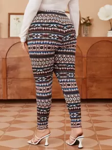 Mulvari 大碼滿版印花緊身打底褲 - 彩色 - 查看 2