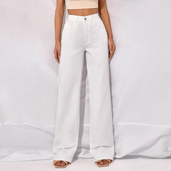 

High Waist Wide Leg Jeans, White