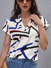 SHEIN Clasi Áo sơ mi Cao thấp Hình học Giải trí - Nhiều màu - Xem 4