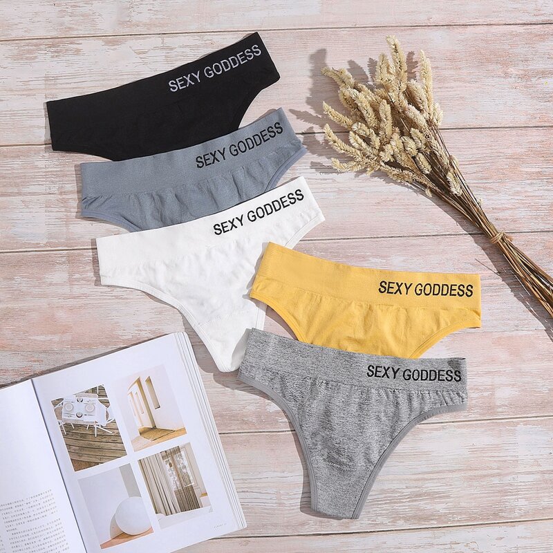 

5pack Letter Graphic Panty Set, Multicolor