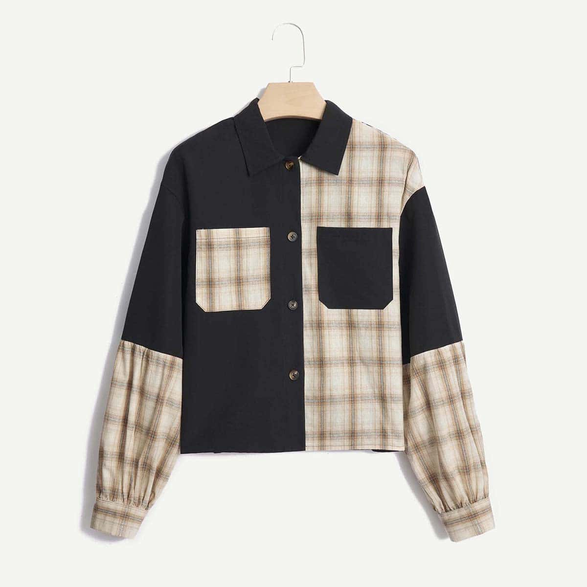 

Plaid Button Front Jacket, Multicolor