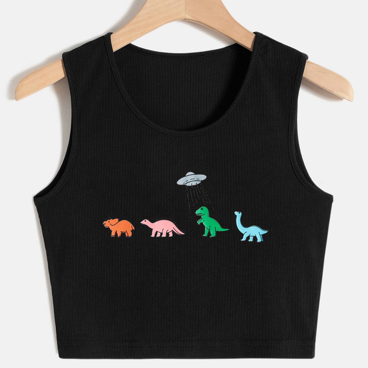 

Cartoon Graphic Tank Top, Black