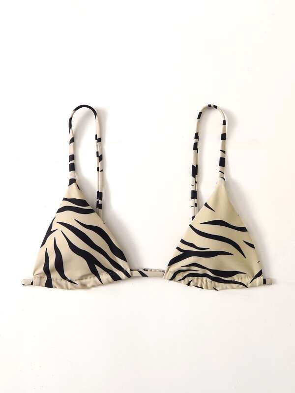 Swim Basics Summer Beach Allover Print Triangle Bikini Top