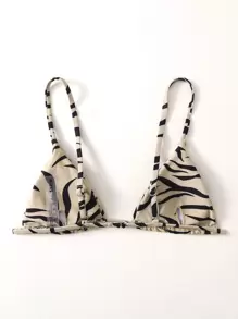 Swim Basics Summer Beach Allover Print Triangle Bikini Top
