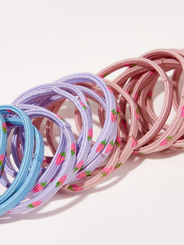 40 Pieces Bebe Elastique A Cheveux A Imprime Fraise Mode En Ligne Shein France