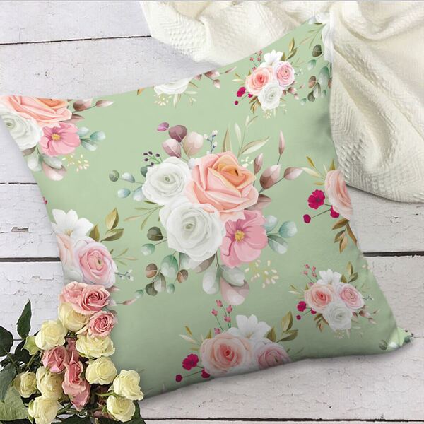 

Flower Print Cushion Cover Without Filler, Multicolor