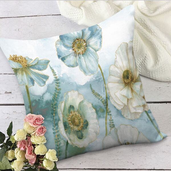 

Flower Print Cushion Cover Without Filler, Multicolor
