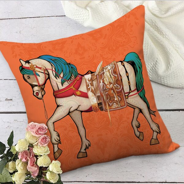 

Horse Print Cushion Cover Without Filler, Multicolor
