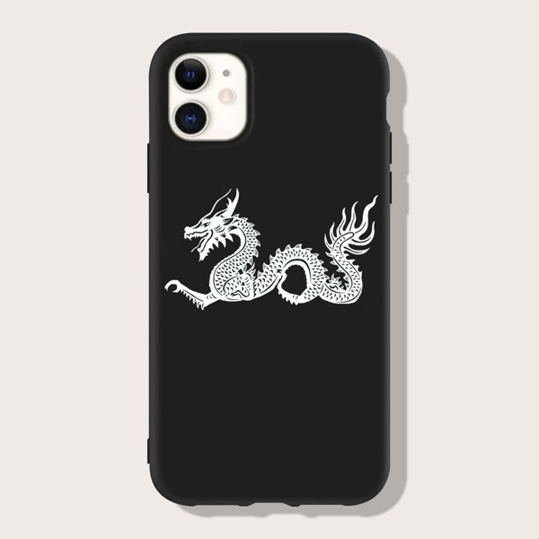

Chinese Dragon Print Phone Case, Black