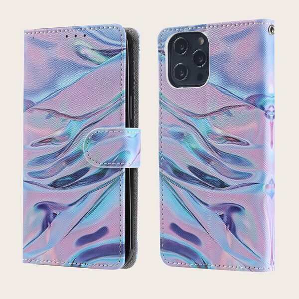 

Abstract Liquid Pattern Wallet Design iPhone Case, Mauve purple