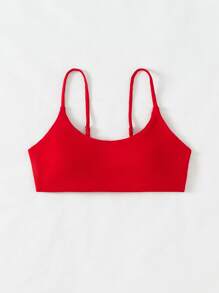 Women Bikini Tops Plain Casual - Merah - View 1