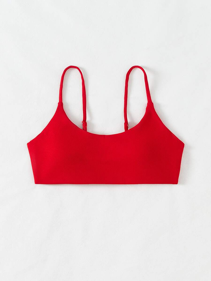 Women Bikini Tops Plain Casual - Merah - View 1