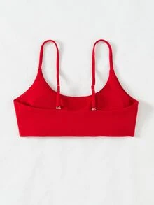 Women Bikini Tops Plain Casual - Merah - View 2